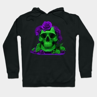 Captivating Halloween Green and Violet Skull Aesthetic Artwork with Urban Stylish Flair Hoodie